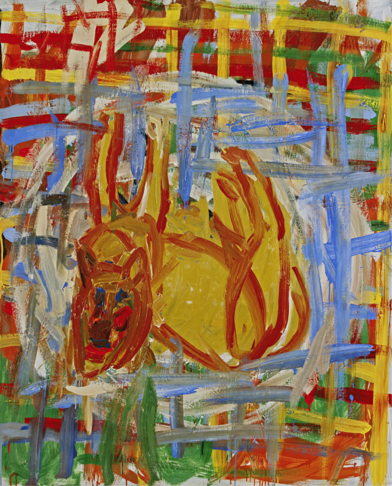 Das Motiv: Asgers Besuch, 1988, huile sur toile © Georg Baselitz / Photo : Frank Oleski