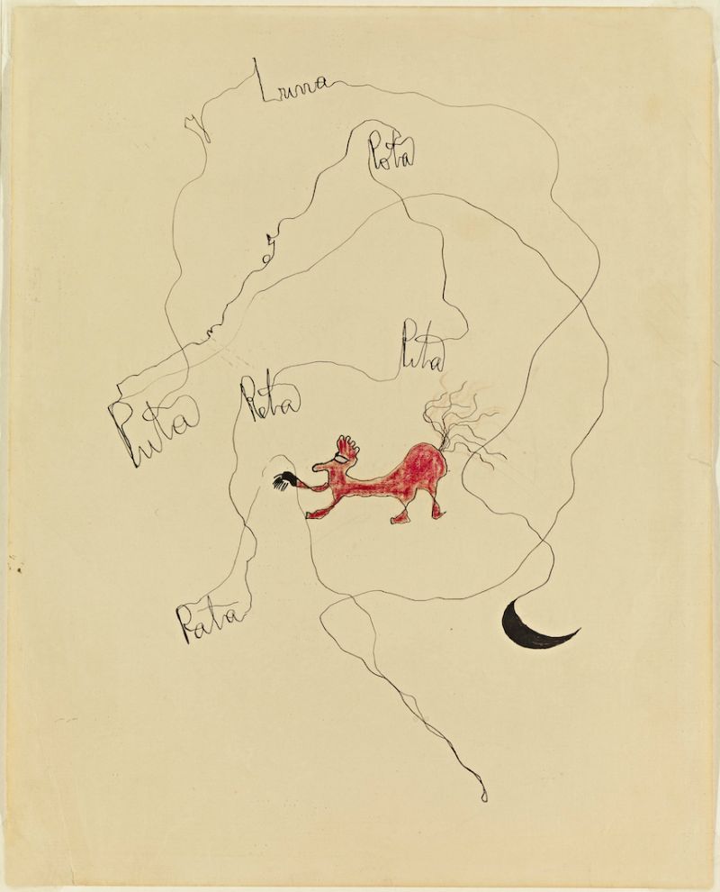 Puta y Luna, encre de Chine et crayon de couleur sur papier, 1929-1931 © Herederos de Federico García Lorca