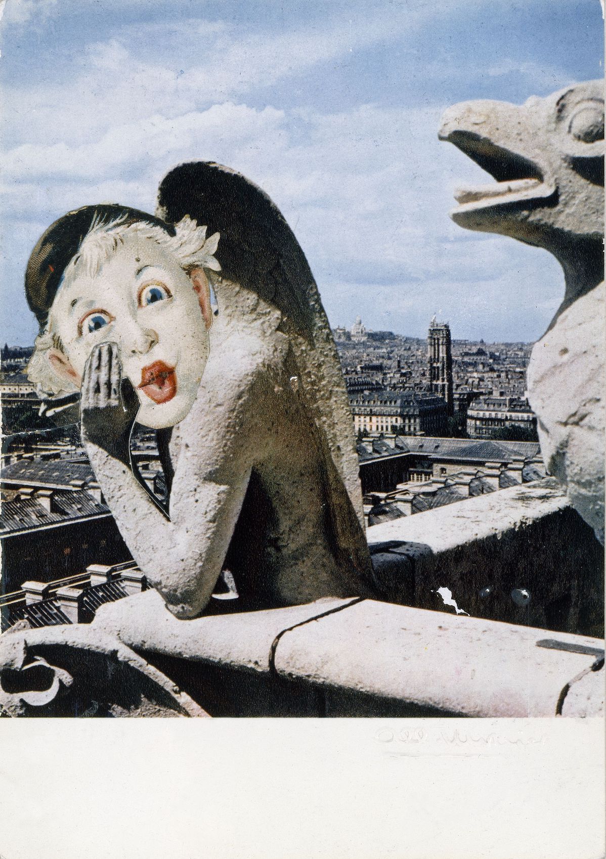 Souvenir de Paris, [?], collage sur carte postale © Fatras/Succession Jacques Prévert